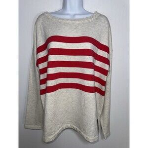 Vineyard Vines Dreamcloth Striped Crewneck Sweatshirt Grey Red Soft Women Large